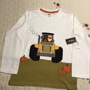 NWT Gymboree Boy's Size 8 Embroidered Harvest/Tractor Themed Long Sleeve Top